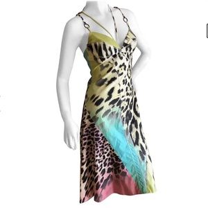 Just Cavalli by Roberto Cavalli Sweet Multi Animal Print Cotton Mini Dress, 44